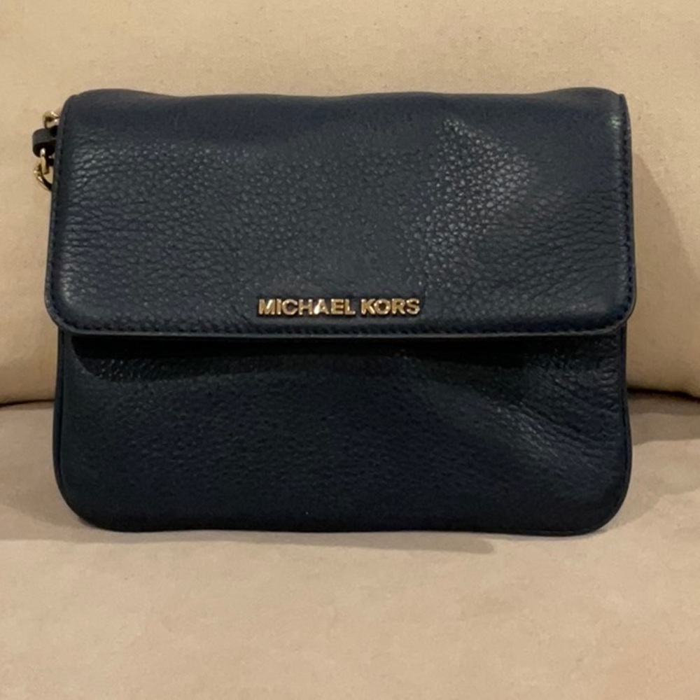 Michael Kors Navy Leather Crossbody Bag